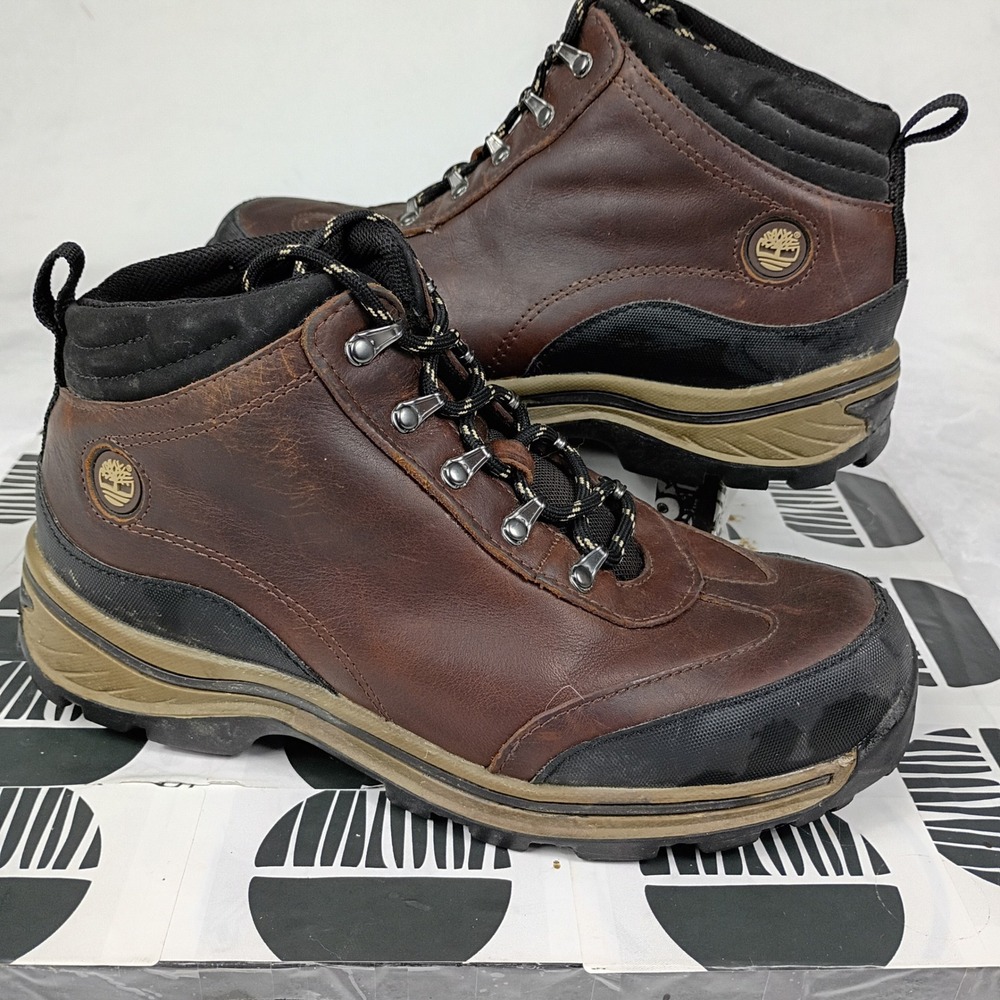 Timberland Kids Brown Leather Hiking Boots Mid Top Lace Up 22913‎ Size 4.5Y